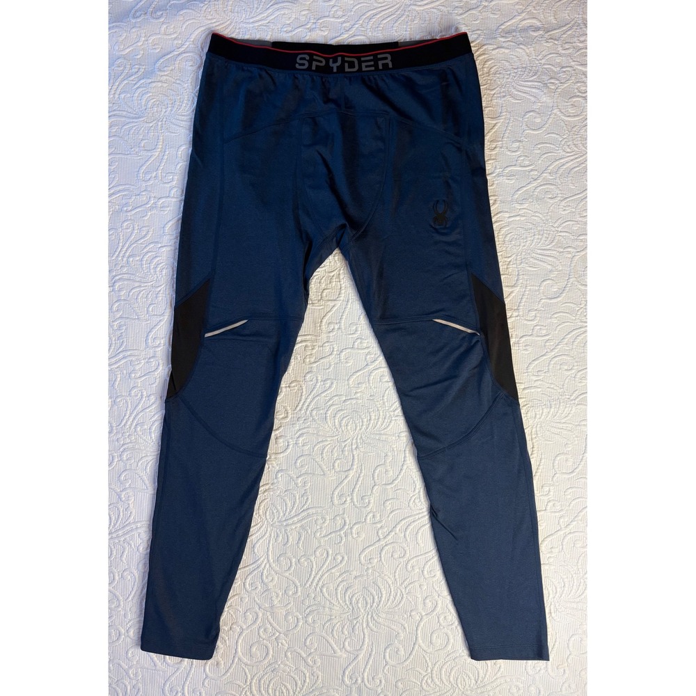 Spyder Mens ProWeb Active Base Layer Thermal Pants Navy Blue Leggings Size M